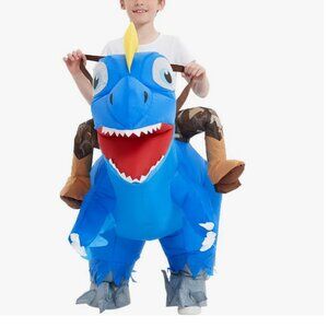 Kids Halloween Blue Dinosaur Blow Up Costume 2-3Y